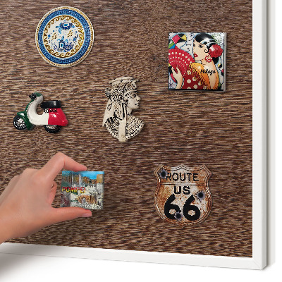 Decorative magnet board with a white frame Brown wood