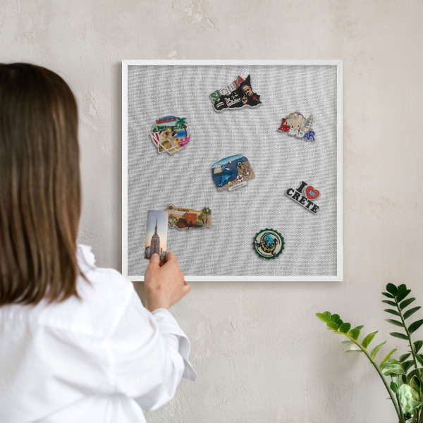 Decorative magnet board with a white frame Subtle elegance