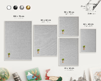 Decorative magnet board with a white frame Subtle elegance