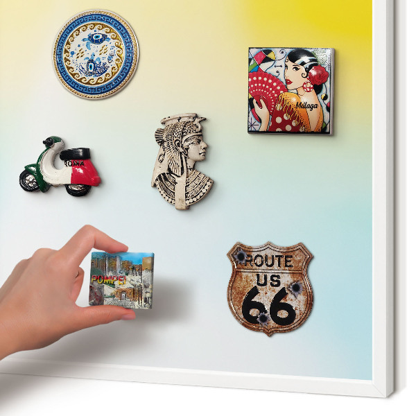 Magnetic board for travel magnets in a white frame Pastel relaxation
