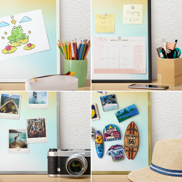 Magnetic board for travel magnets in a white frame Pastel relaxation