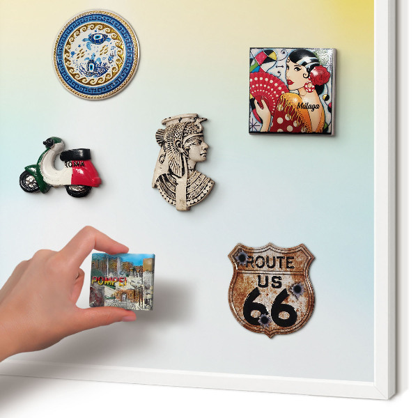 Magnetic board for travel magnets in a white frame Pastel relaxation