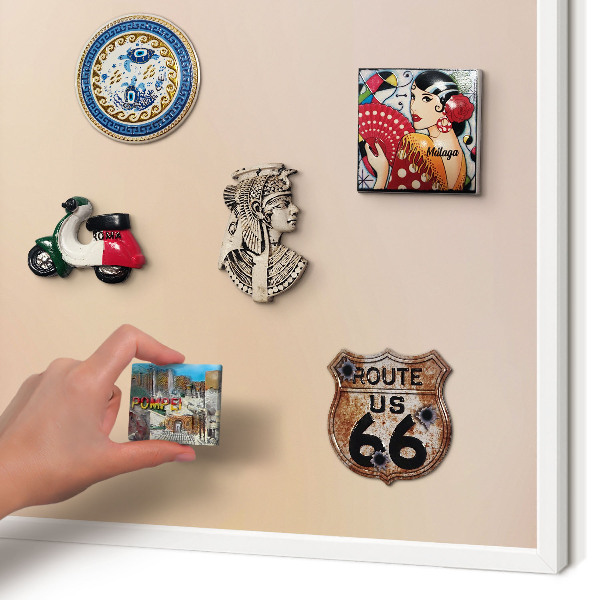 Decorative magnet board with a white frame Soft beige