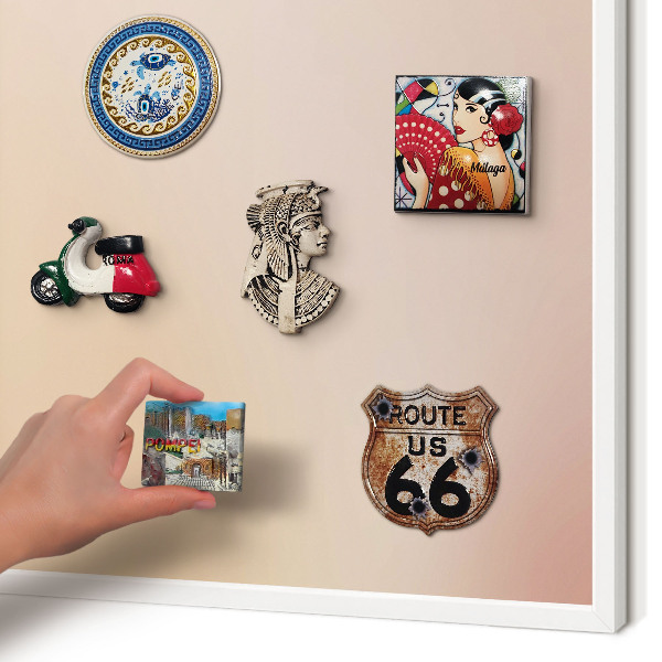 Decorative magnet board with a white frame Soft beige