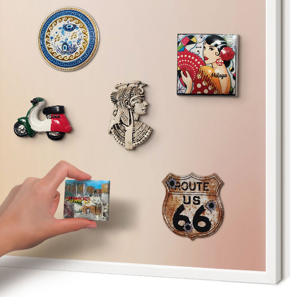 Decorative magnet board with a white frame Soft beige