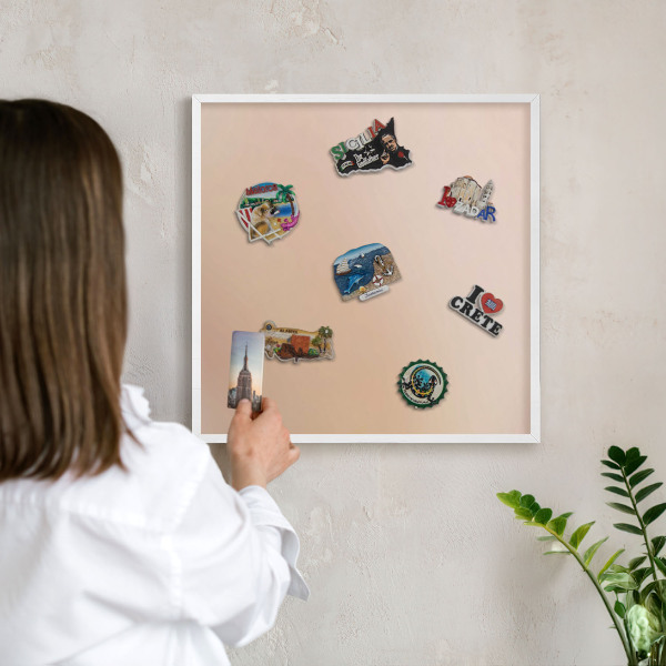 Decorative magnet board with a white frame Soft beige