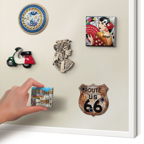 Magnetic board for travel magnets in a white frame Fog tone