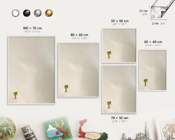Magnetic board for travel magnets in a white frame Fog tone