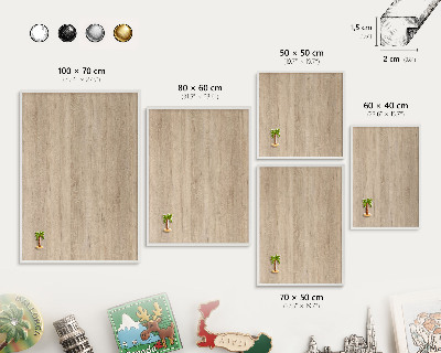 Decorative magnet board with a white frame Wooden background