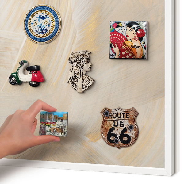 Magnetic board for travel magnets in a white frame Elegant abstraction