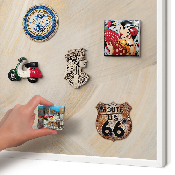 Magnetic board for travel magnets in a white frame Elegant abstraction