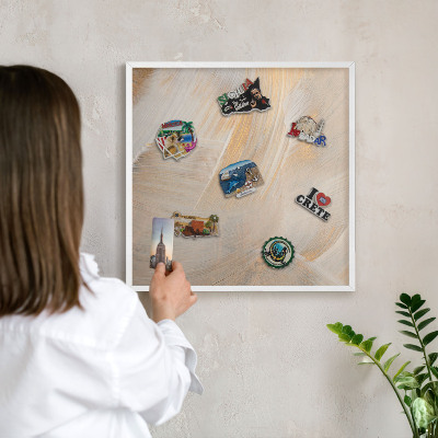 Magnetic board for travel magnets in a white frame Elegant abstraction