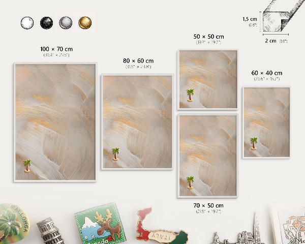 Magnetic board for travel magnets in a white frame Elegant abstraction