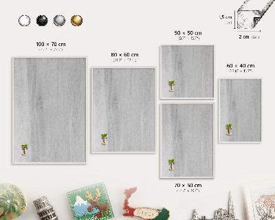 Decorative magnet board with a white frame Wooden structure