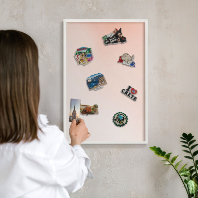 Decorative magnet board with a white frame Pastel Charm