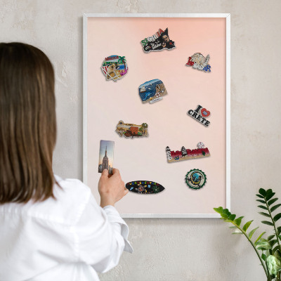 Decorative magnet board with a white frame Pastel Charm