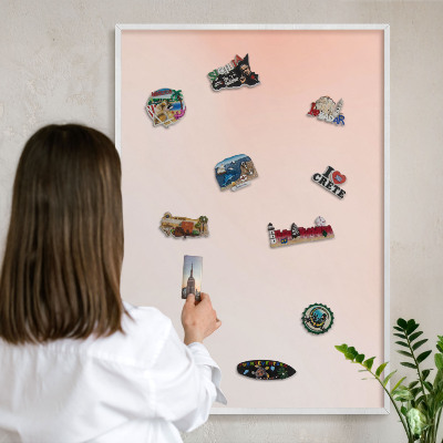 Decorative magnet board with a white frame Pastel Charm