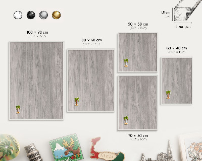 Decorative magnet board with a white frame Wooden texture