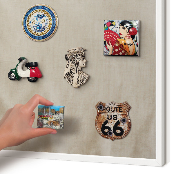 Decorative magnet board with a white frame Beige calm