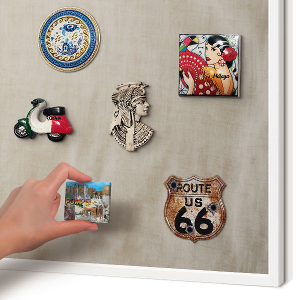 Decorative magnet board with a white frame Beige calm