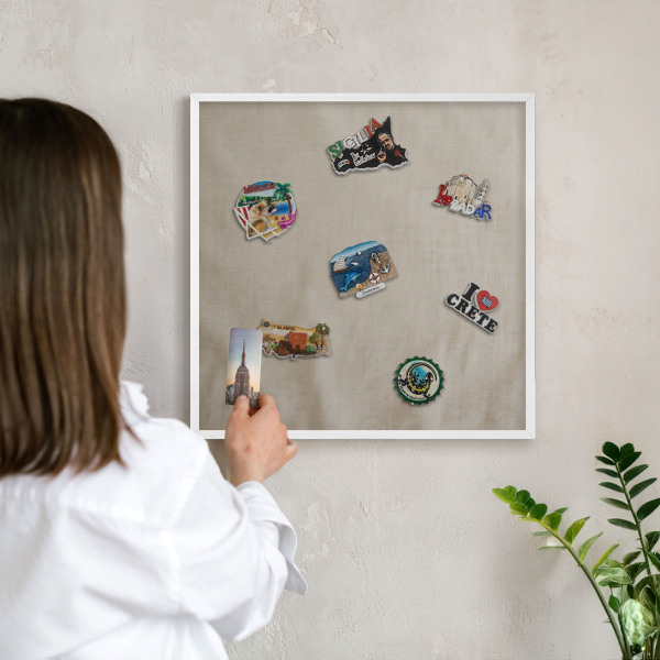 Decorative magnet board with a white frame Beige calm