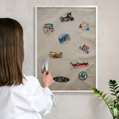 Decorative magnet board with a white frame Beige calm