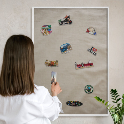 Decorative magnet board with a white frame Beige calm