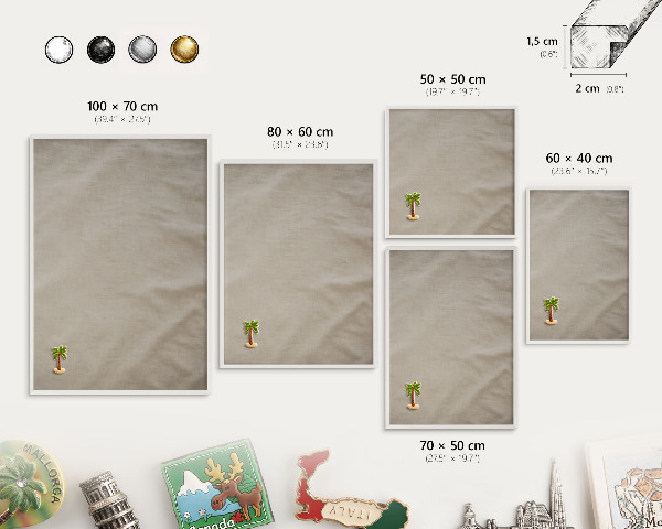 Decorative magnet board with a white frame Beige calm