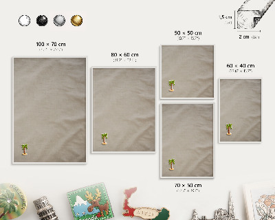 Decorative magnet board with a white frame Beige calm