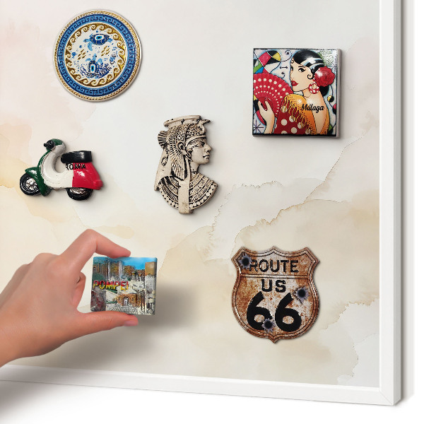Decorative magnet board with a white frame Pastel peace