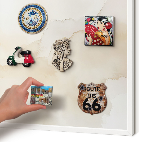 Decorative magnet board with a white frame Pastel peace