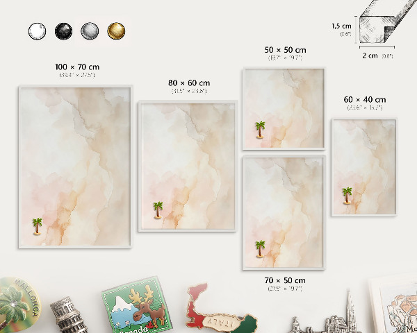 Decorative magnet board with a white frame Pastel peace