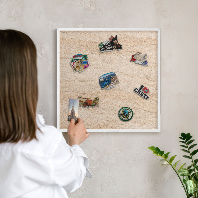 Decorative magnet board with a white frame Natural elegance