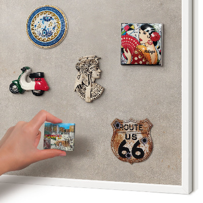 Magnetic board for travel magnets in a white frame Neutral elegance