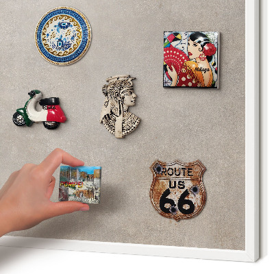 Magnetic board for travel magnets in a white frame Neutral elegance