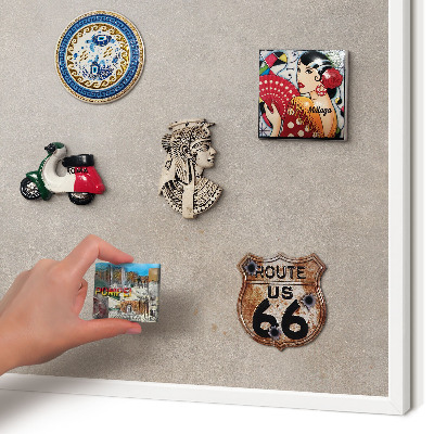Magnetic board for travel magnets in a white frame Neutral elegance