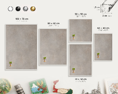 Magnetic board for travel magnets in a white frame Neutral elegance