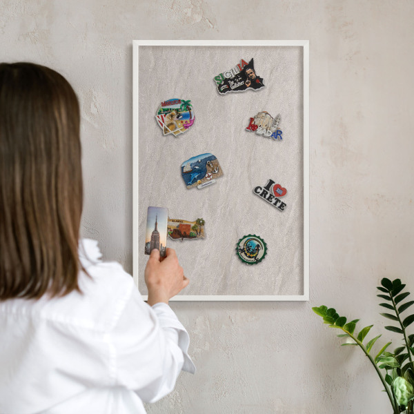 Decorative magnet board with a white frame Delicate elegance