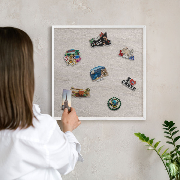 Decorative magnet board with a white frame Delicate elegance