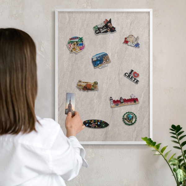 Decorative magnet board with a white frame Delicate elegance