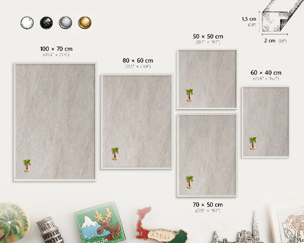 Decorative magnet board with a white frame Delicate elegance