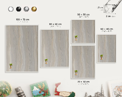 Decorative magnet board with a white frame Marble texture