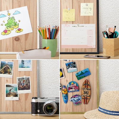Decorative magnet board with a white frame Wooden pattern