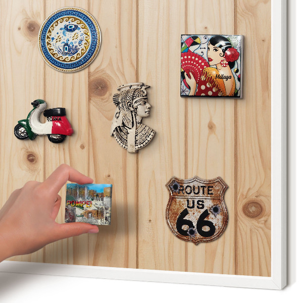 Decorative magnet board with a white frame Wooden pattern