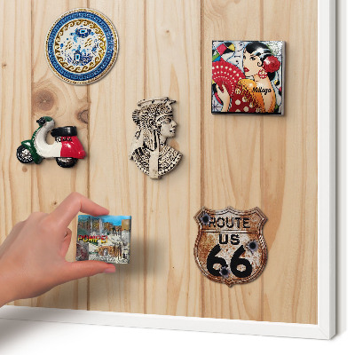 Decorative magnet board with a white frame Wooden pattern
