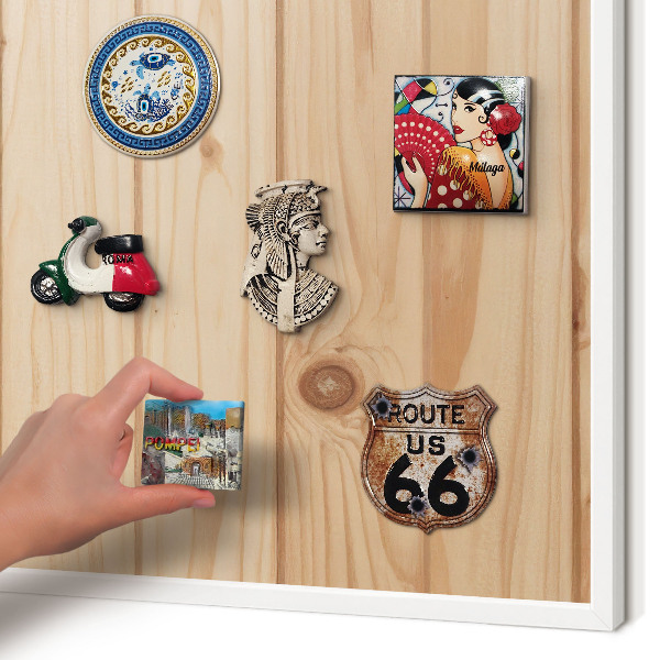 Decorative magnet board with a white frame Wooden pattern