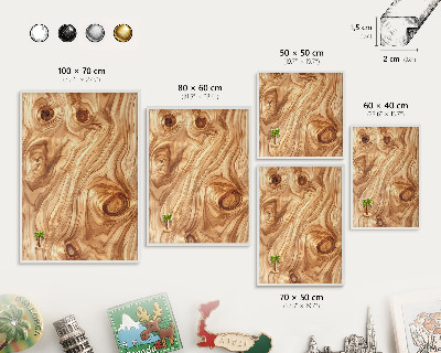 Decorative magnet board with a white frame Wooden texture