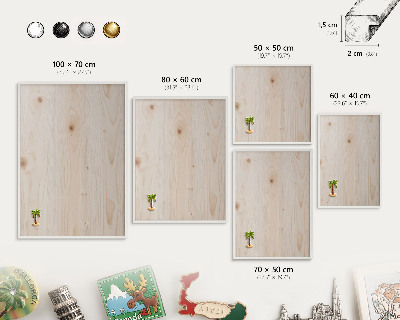 Magnetic board for travel magnets in a white frame Wooden pattern