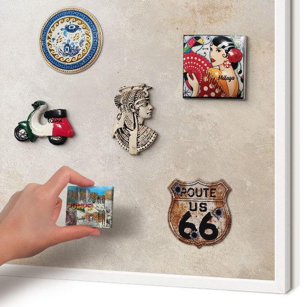 Decorative magnet board with a white frame Neutral background