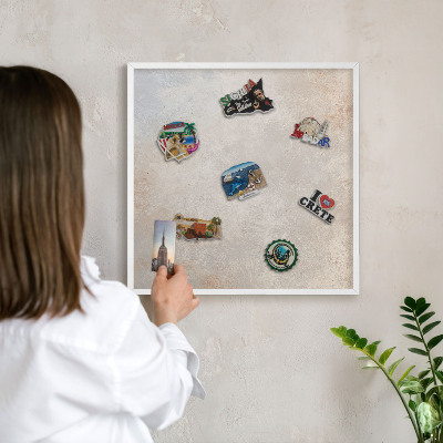 Decorative magnet board with a white frame Neutral background